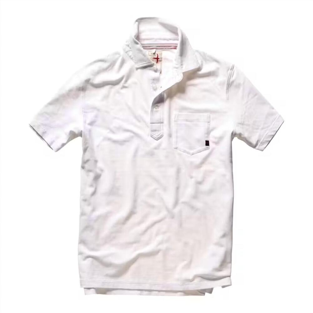 NEW RELWEN men's pique slot polo shirt in white